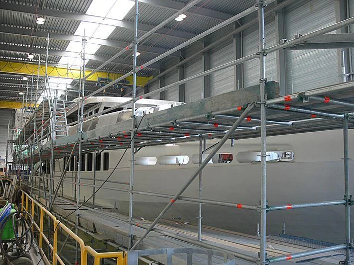 a large factory with many machines aboard R JUNIORS Yacht for Sale