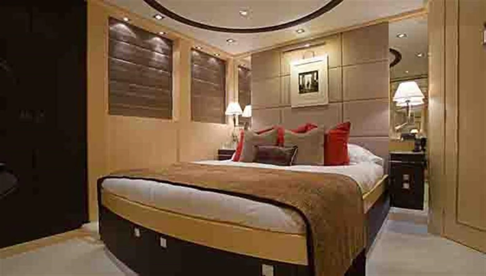 a bed in a room aboard G-FORCE Yacht for Sale