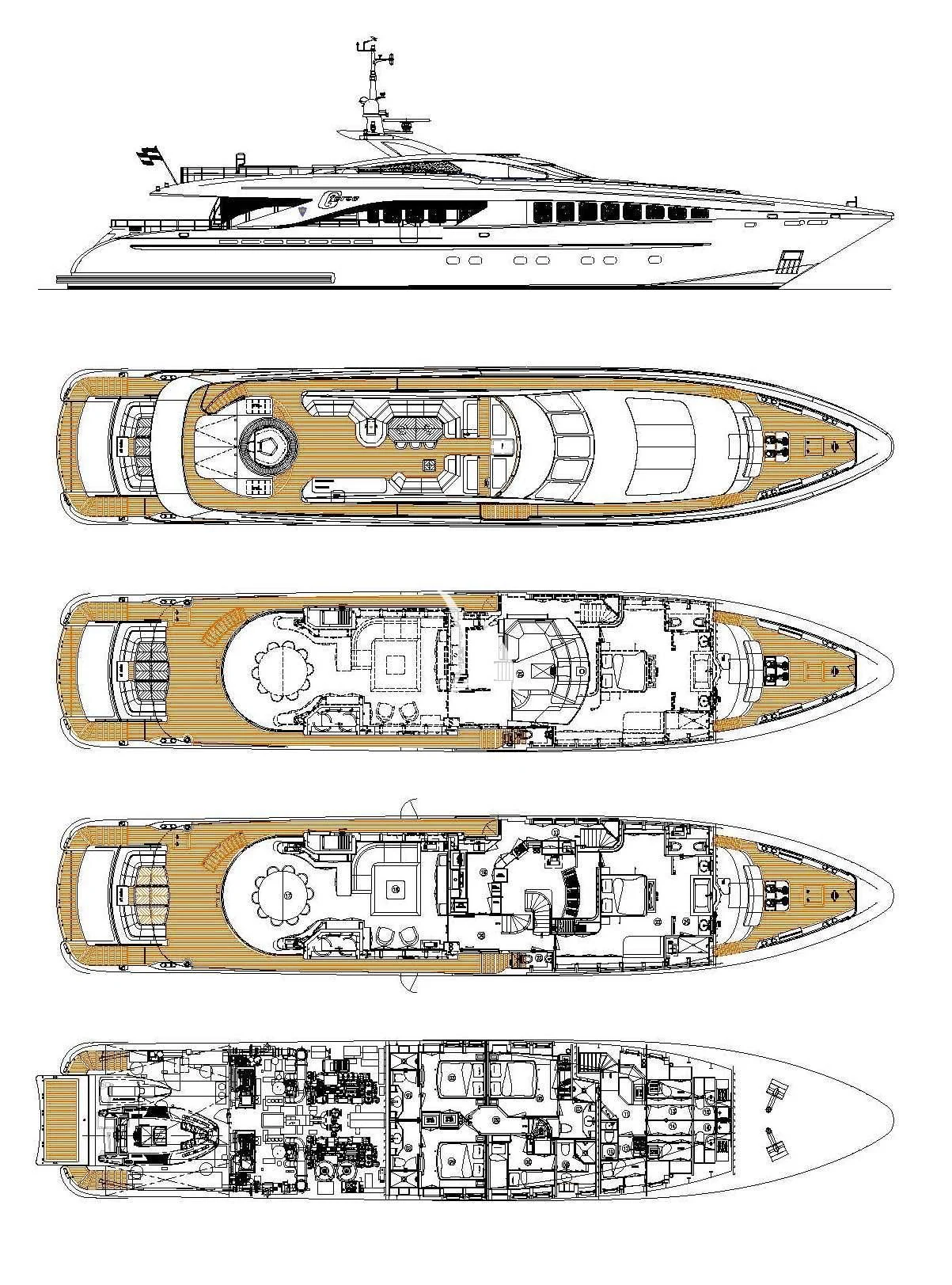 diagram, engineering drawing aboard G-FORCE Yacht for Sale