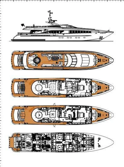 diagram, engineering drawing aboard G-FORCE Yacht for Sale