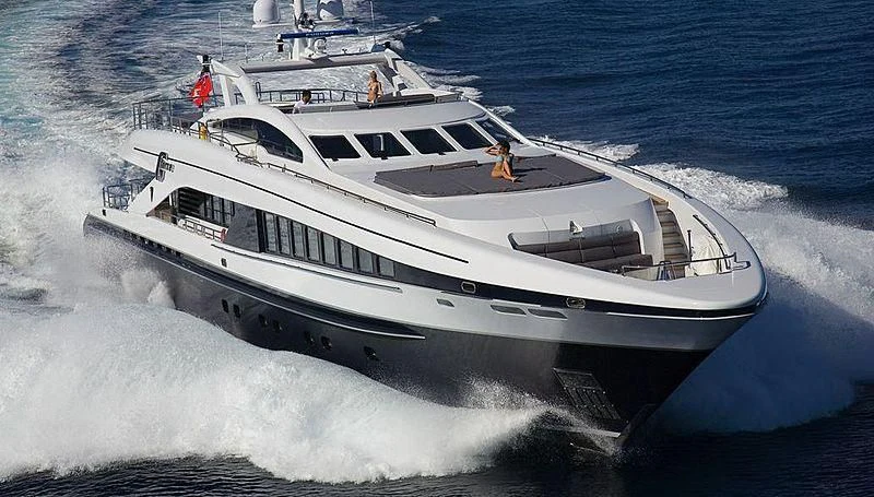 a white yacht on the water aboard G-FORCE Yacht for Sale