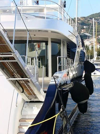 a boat with ropes and a blue rope aboard G-FORCE Yacht for Sale