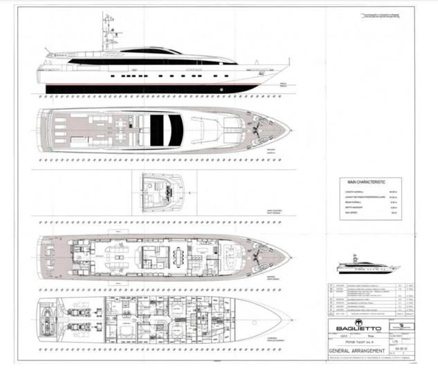 a diagram of a building aboard FAN TOO Yacht for Sale