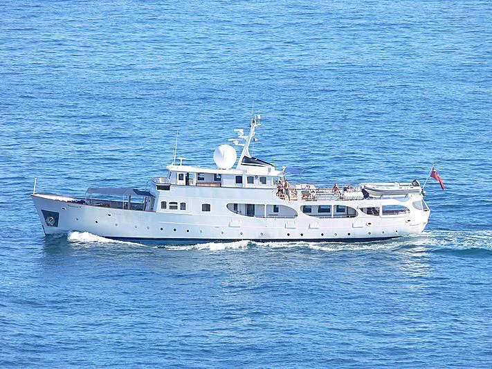 a white boat in the water aboard CAMARA C Yacht for Sale