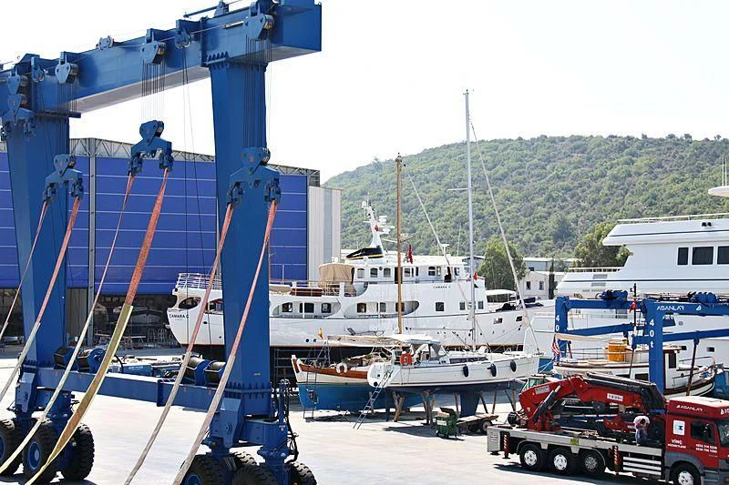 a crane on a boat aboard CAMARA C Yacht for Sale