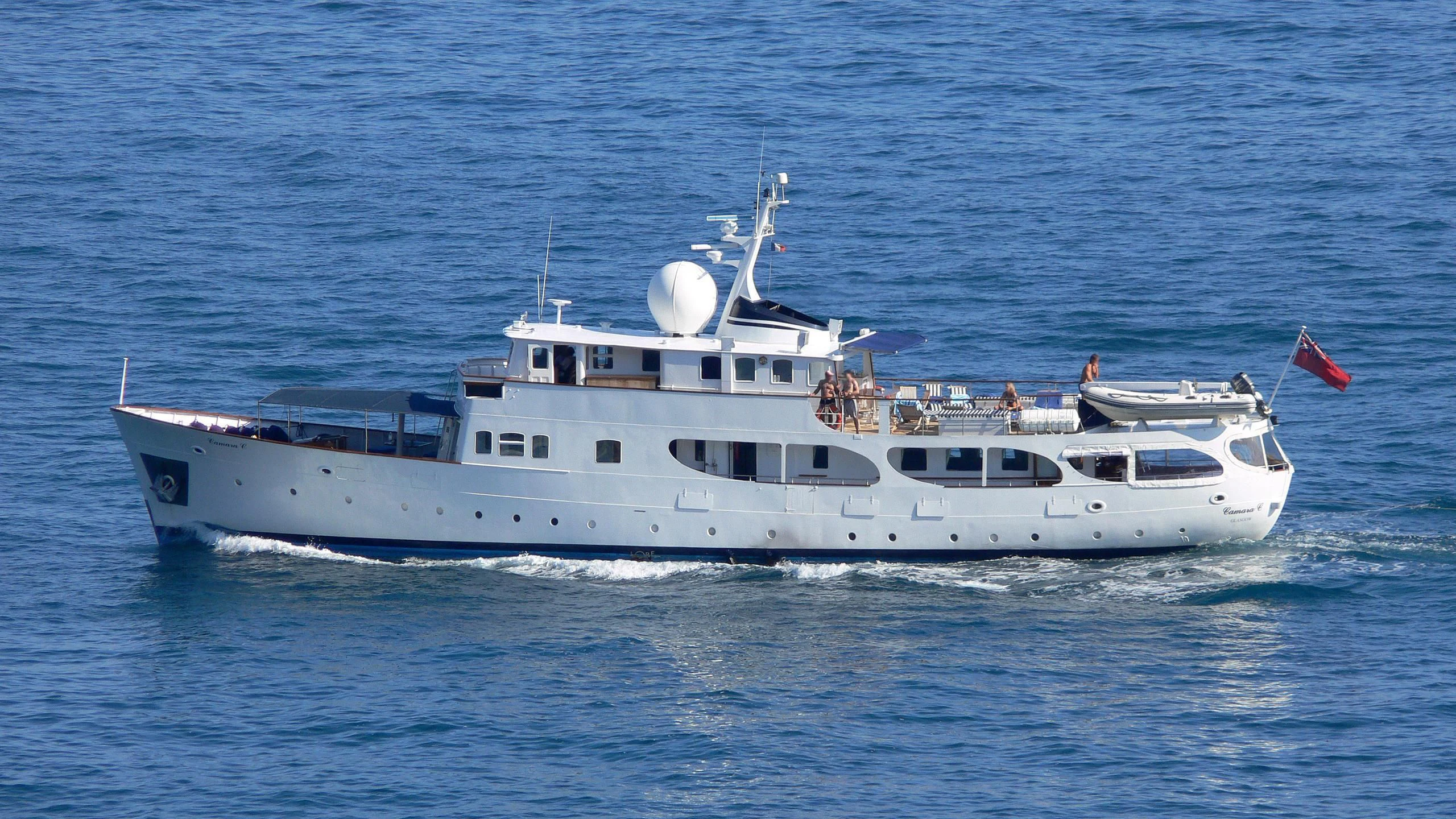 a large white boat in the water aboard CAMARA C Yacht for Sale
