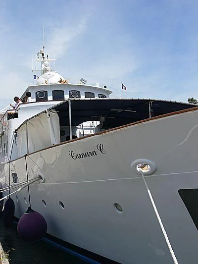 a large white boat aboard CAMARA C Yacht for Sale