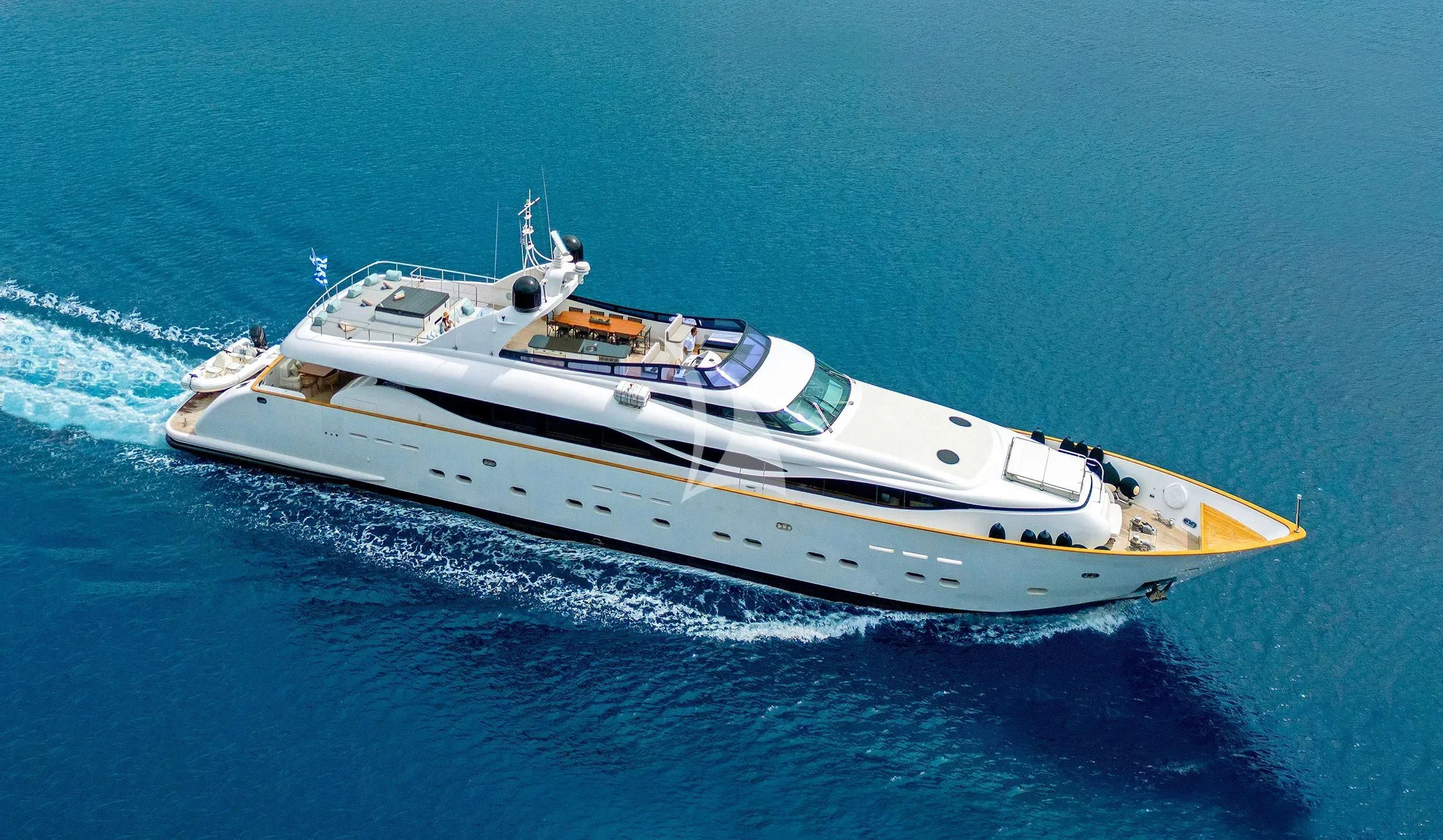 a white yacht in the ocean aboard PAREAKI II Yacht for Sale