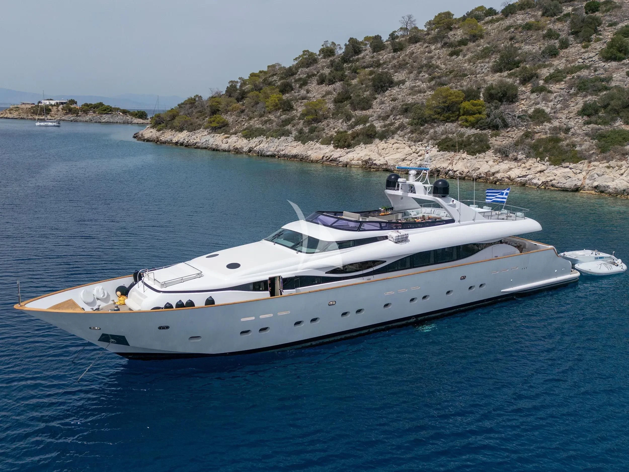 a white yacht on the water aboard PAREAKI II Yacht for Sale