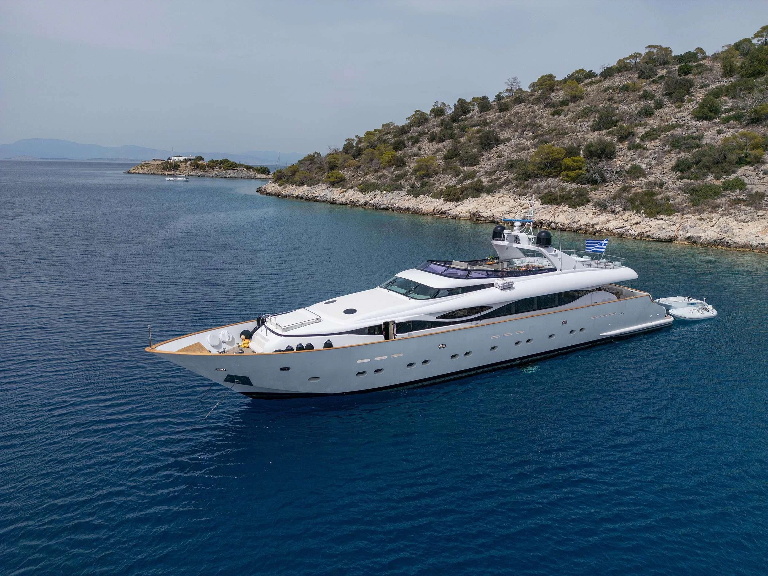 a white yacht in the water aboard PAREAKI II Yacht for Sale