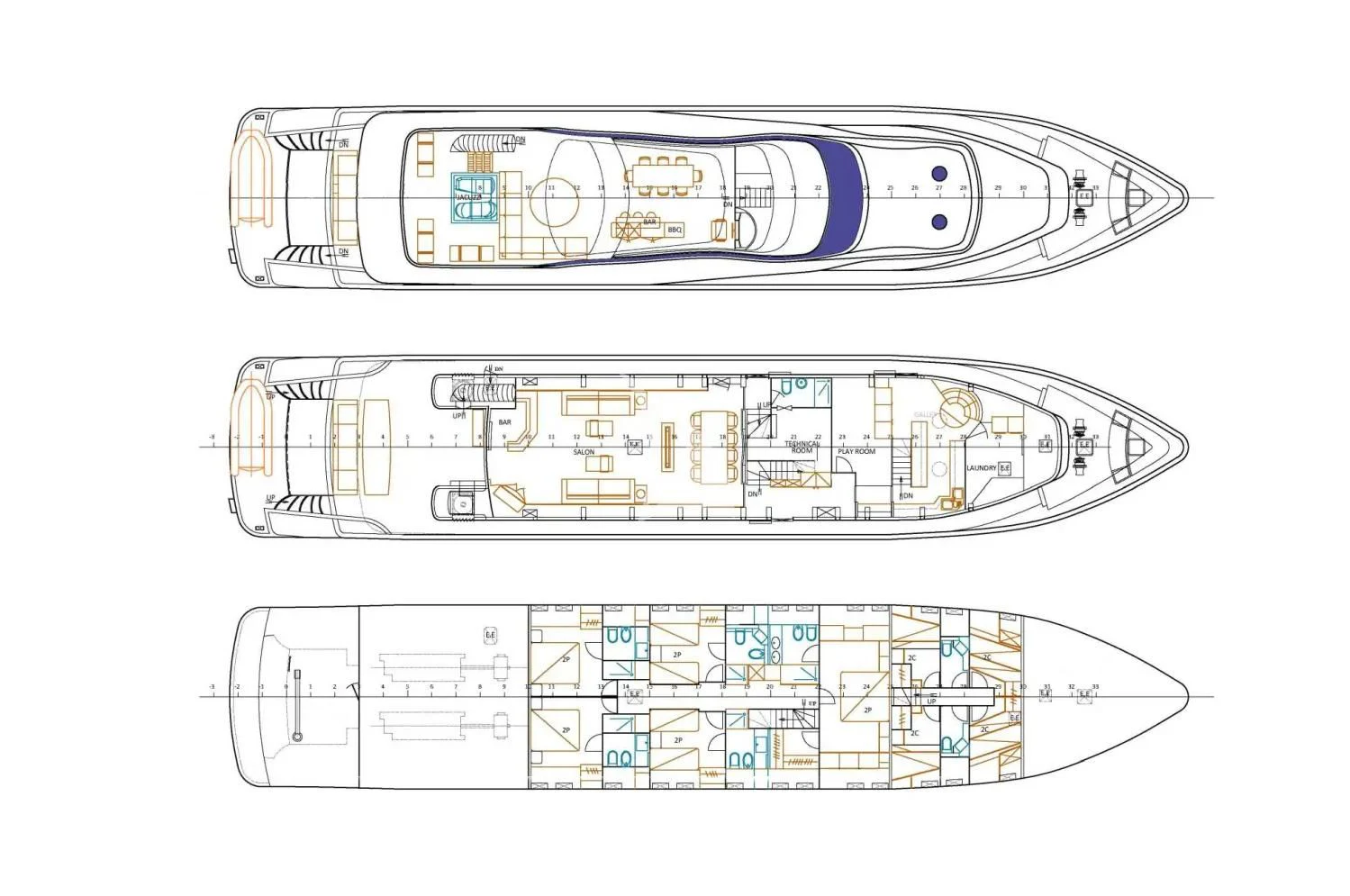 diagram aboard PAREAKI II Yacht for Sale