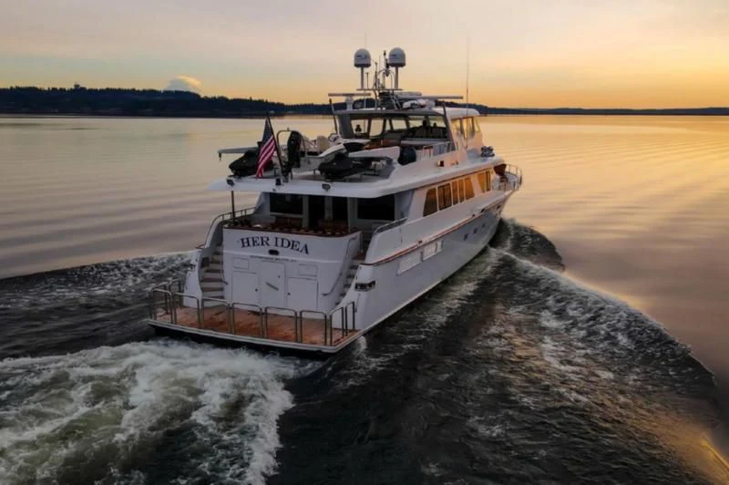 a boat on the water aboard HER IDEA Yacht for Sale