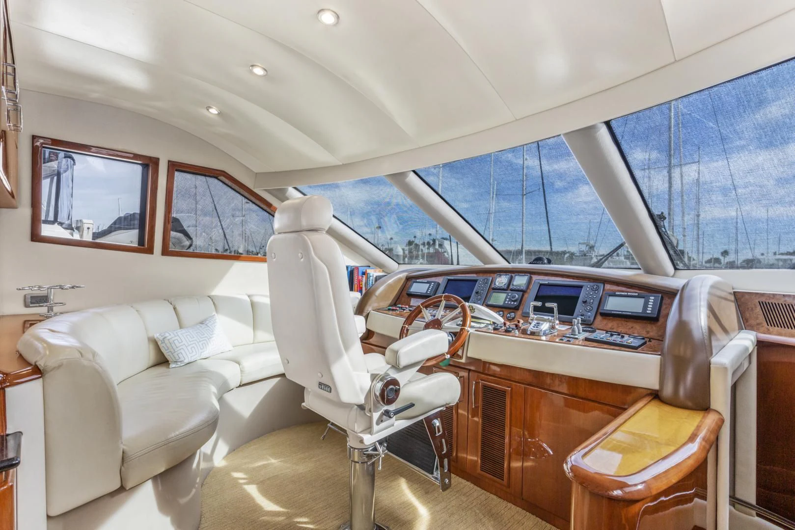 a room with a desk and a chair and a large window aboard MONDRIAN Yacht for Sale