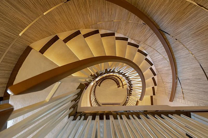 a large domed roof with a spiral staircase aboard MONT-AL LAWZ Yacht for Sale