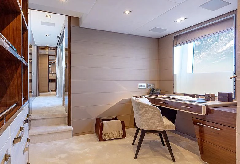 a room with a desk and a chair aboard MONT-AL LAWZ Yacht for Sale