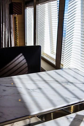 a black and white table aboard MONT-AL LAWZ Yacht for Sale