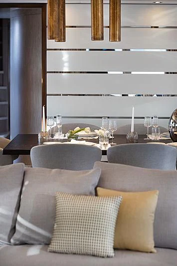 a modern looking living room aboard MONT-AL LAWZ Yacht for Sale