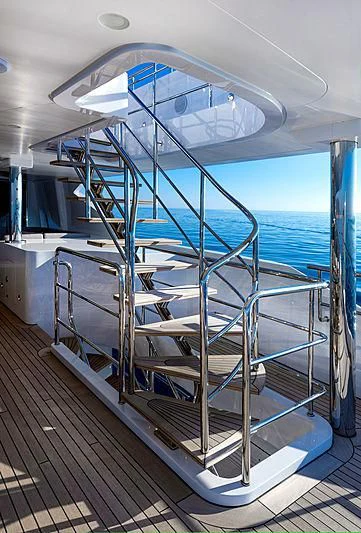 a metal railing on a boat aboard MONT-AL LAWZ Yacht for Sale