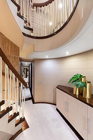 a white room with a white wall and a plant on the ceiling aboard MONT-AL LAWZ Yacht for Sale