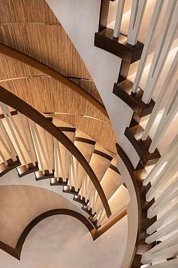 a staircase with a railing aboard MONT-AL LAWZ Yacht for Sale