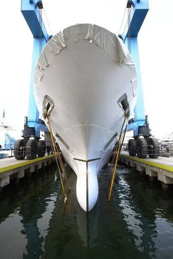 a large white boat with a large propeller aboard MONT-AL LAWZ Yacht for Sale