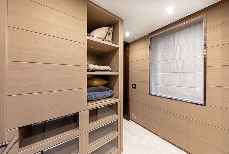 a wooden cabinet with a shelf aboard MONT-AL LAWZ Yacht for Sale