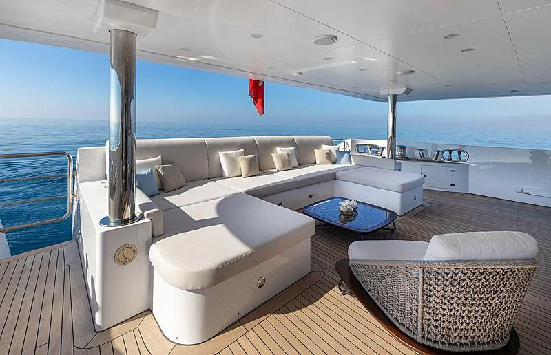 a large white boat with a large window aboard MONT-AL LAWZ Yacht for Sale