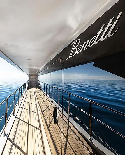 a boardwalk leading to a sign aboard MONT-AL LAWZ Yacht for Sale