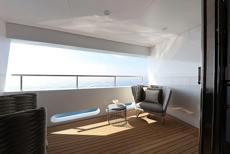 a room with a couch and a table and a window aboard MONT-AL LAWZ Yacht for Sale