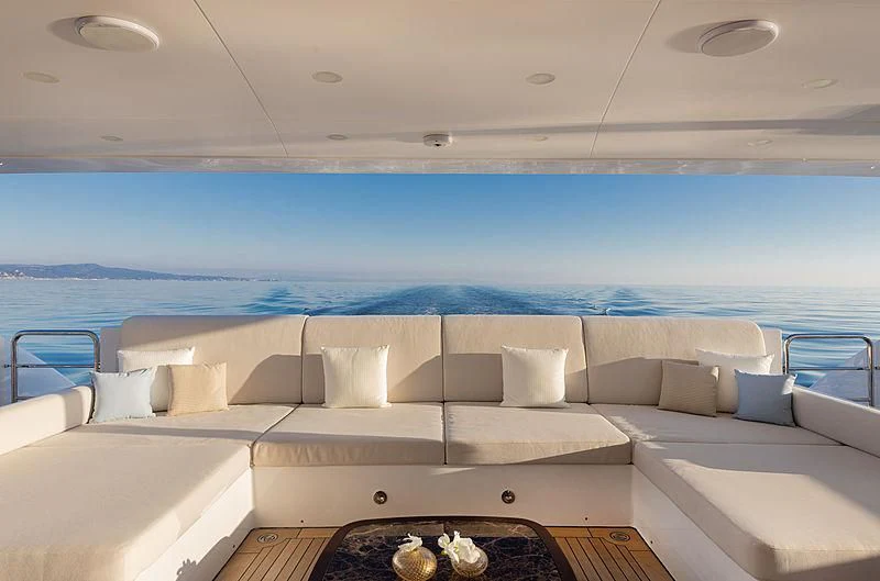 a white couch with a white sofa aboard MONT-AL LAWZ Yacht for Sale
