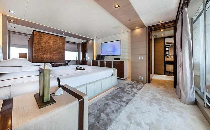a room with a large mirror and a large bed aboard MONT-AL LAWZ Yacht for Sale