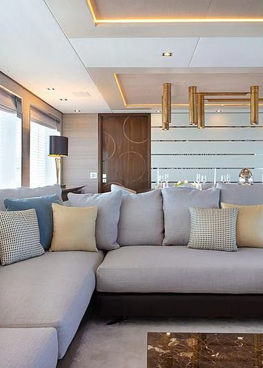 a couch in a cabin aboard MONT-AL LAWZ Yacht for Sale