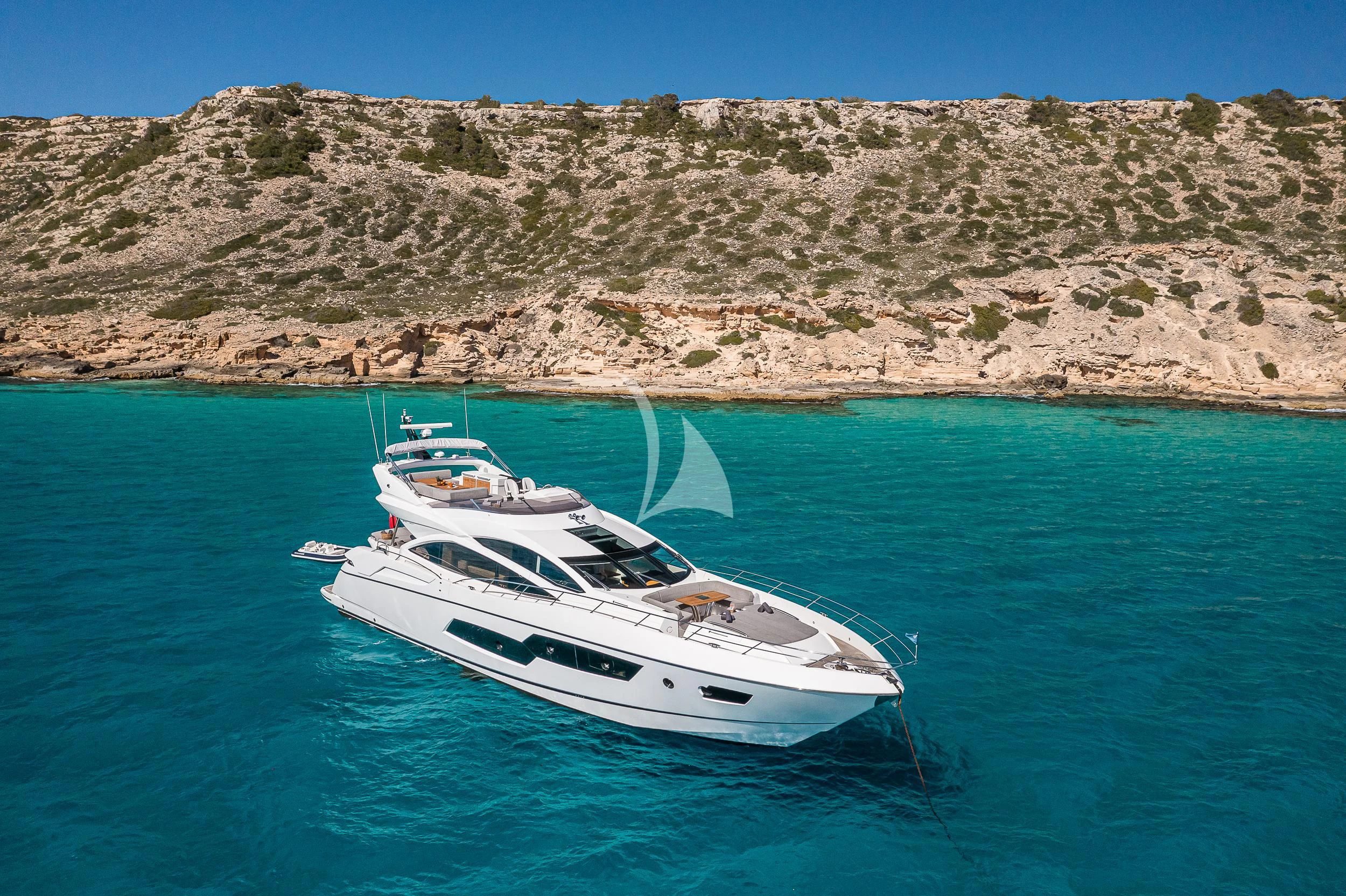 a white boat in the water aboard SEAWATER Yacht for Sale