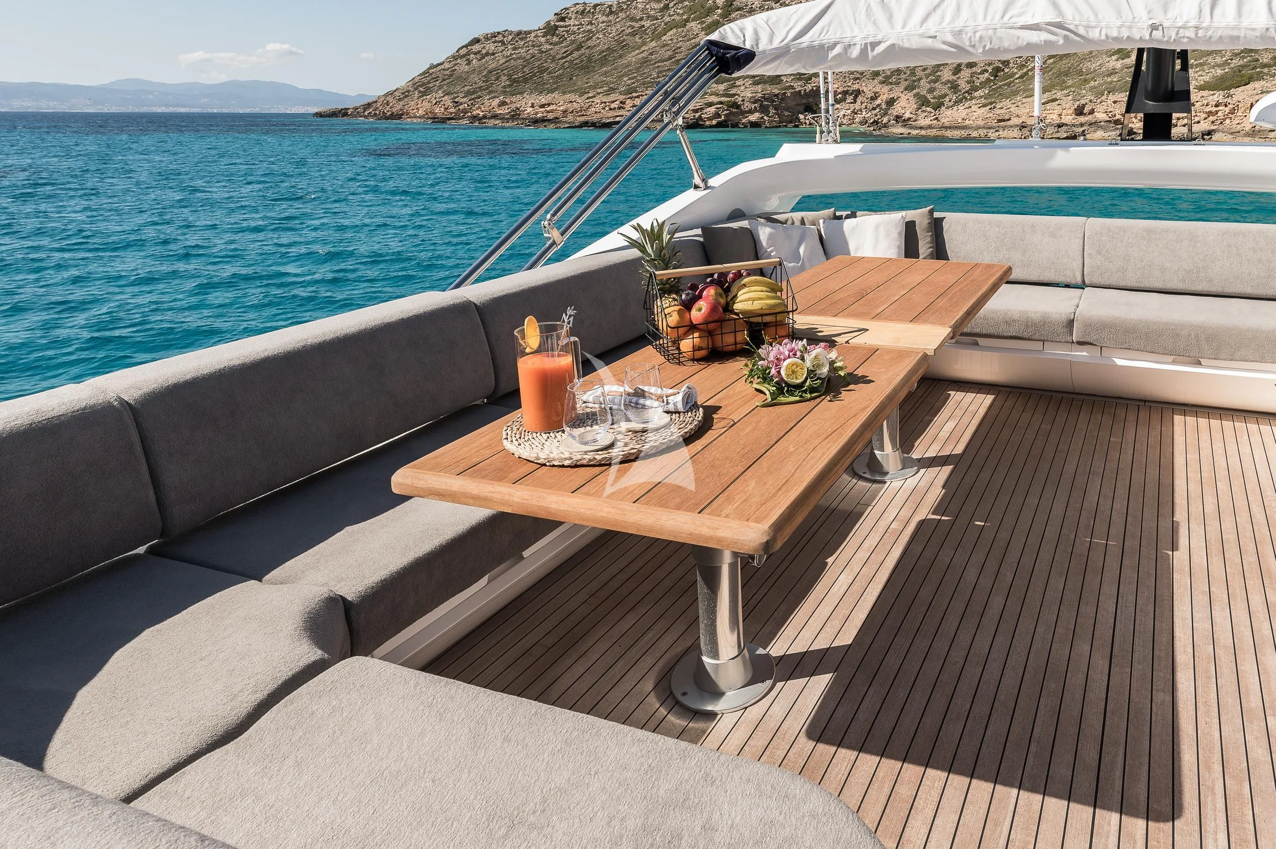 a table on a boat aboard SEAWATER Yacht for Sale