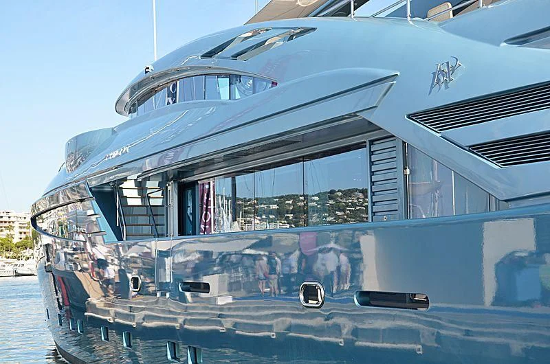 a boat with a glass front aboard QUEEN ALLA Yacht for Sale