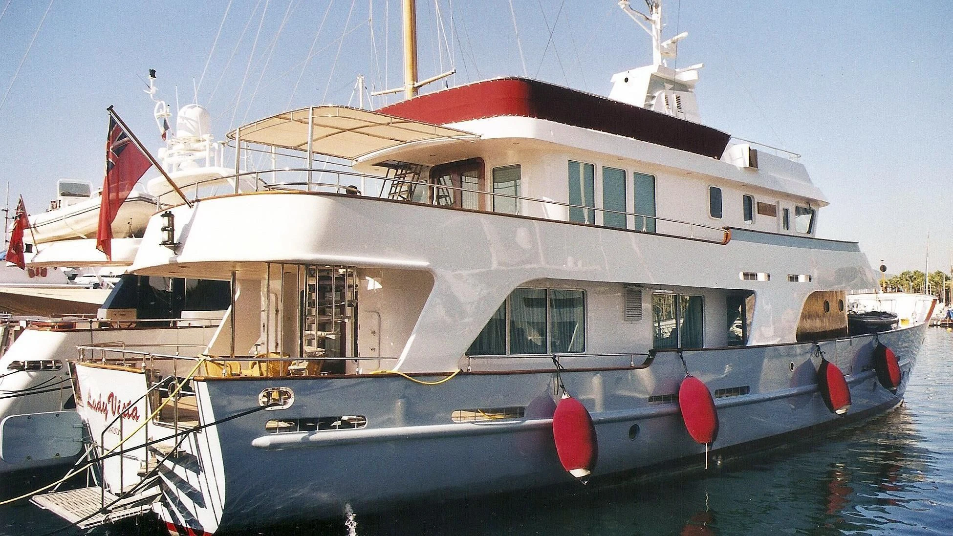 a large white boat aboard LADY DIDA Yacht for Sale