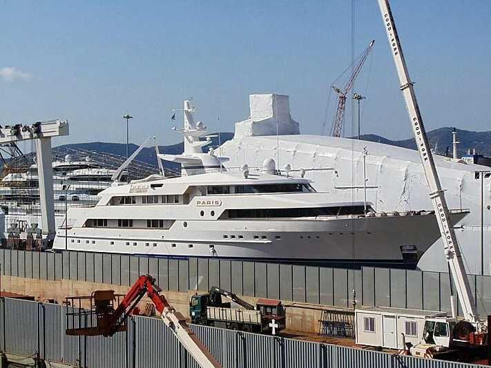 a large white yacht aboard PARIS Yacht for Sale