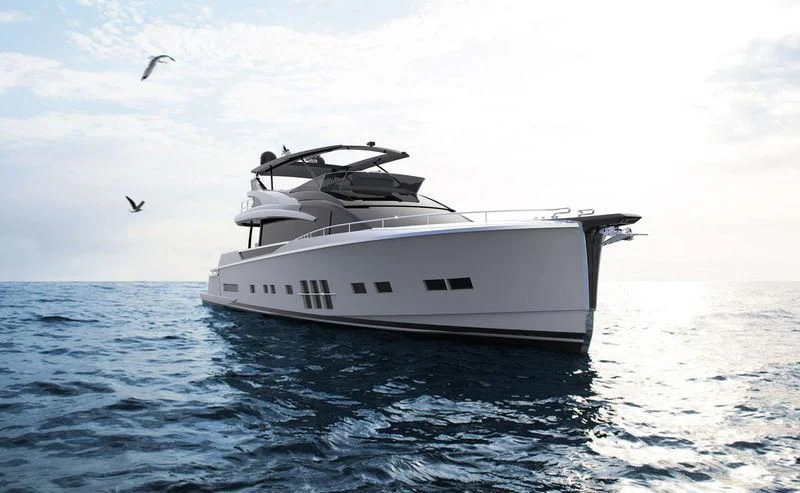 a white yacht in the water aboard ADLER SUPREMA X Yacht for Sale