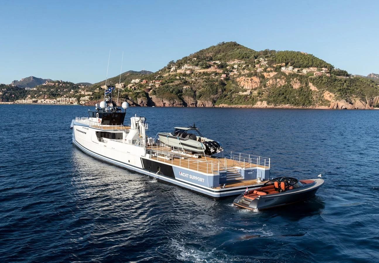 a boat and a boat in the water aboard CHASING ROMANCE Yacht for Sale