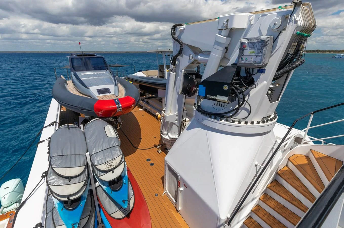 a boat with a rope attached to it aboard CHASING ROMANCE Yacht for Sale