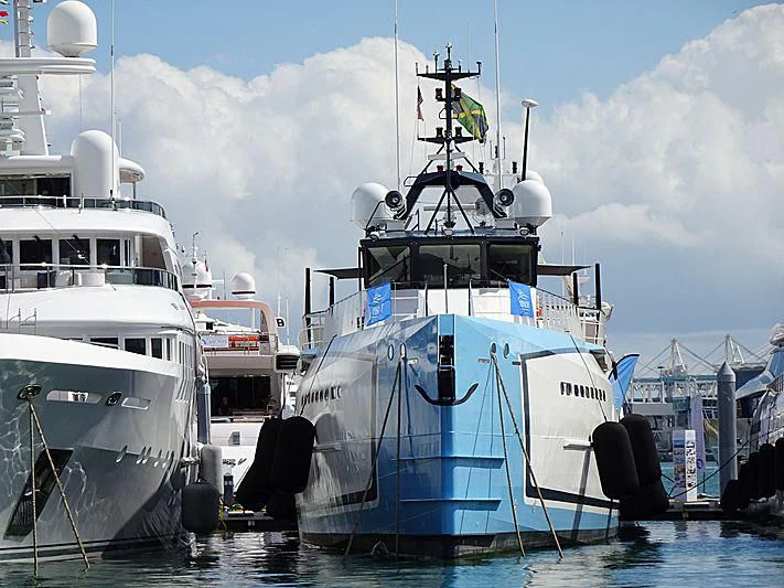 a group of boats are parked in a harbor aboard CHASING ROMANCE Yacht for Sale