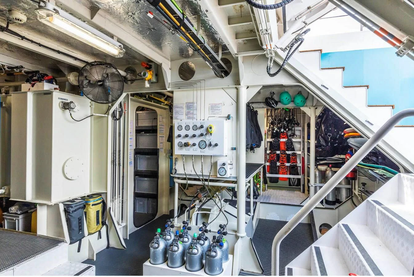 a room with equipment and equipment aboard CHASING ROMANCE Yacht for Sale
