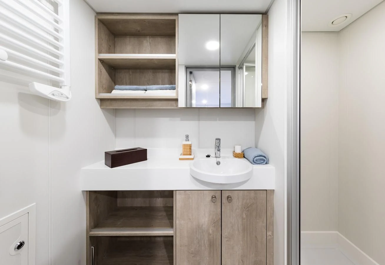 a sink in a bathroom aboard CHASING ROMANCE Yacht for Sale