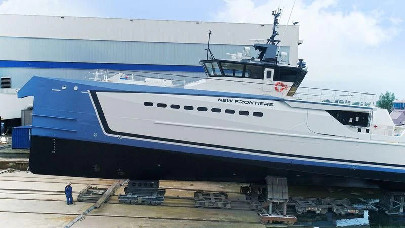 a large white yacht aboard CHASING ROMANCE Yacht for Sale