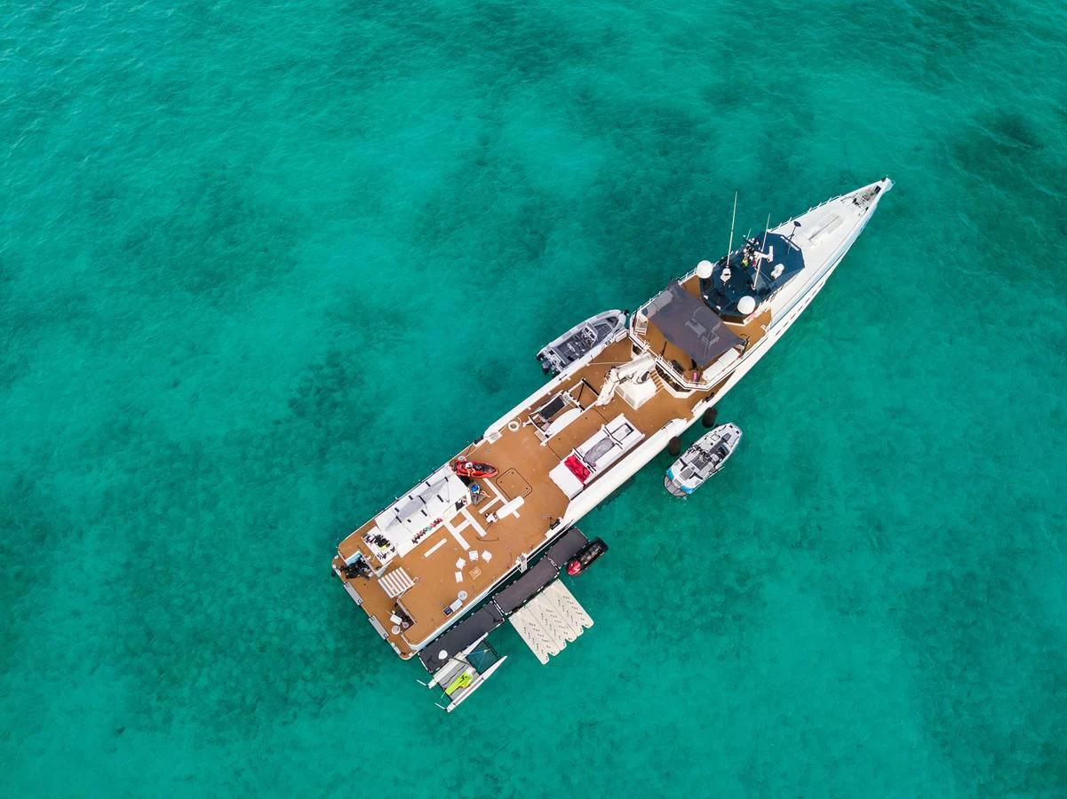 a space ship in the ocean aboard CHASING ROMANCE Yacht for Sale