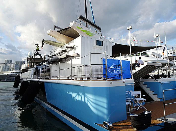 a large boat docked aboard CHASING ROMANCE Yacht for Sale