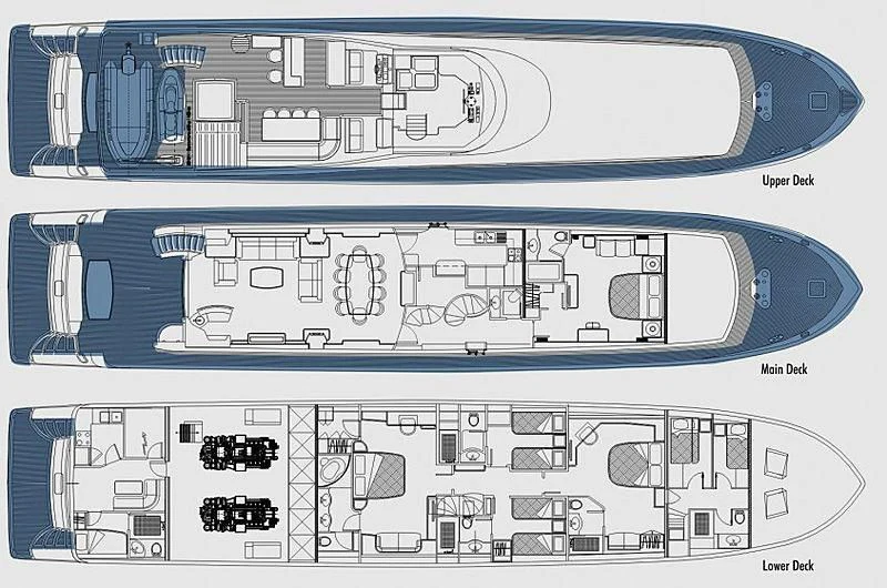 diagram, engineering drawing aboard COSMOS LUNA Yacht for Sale