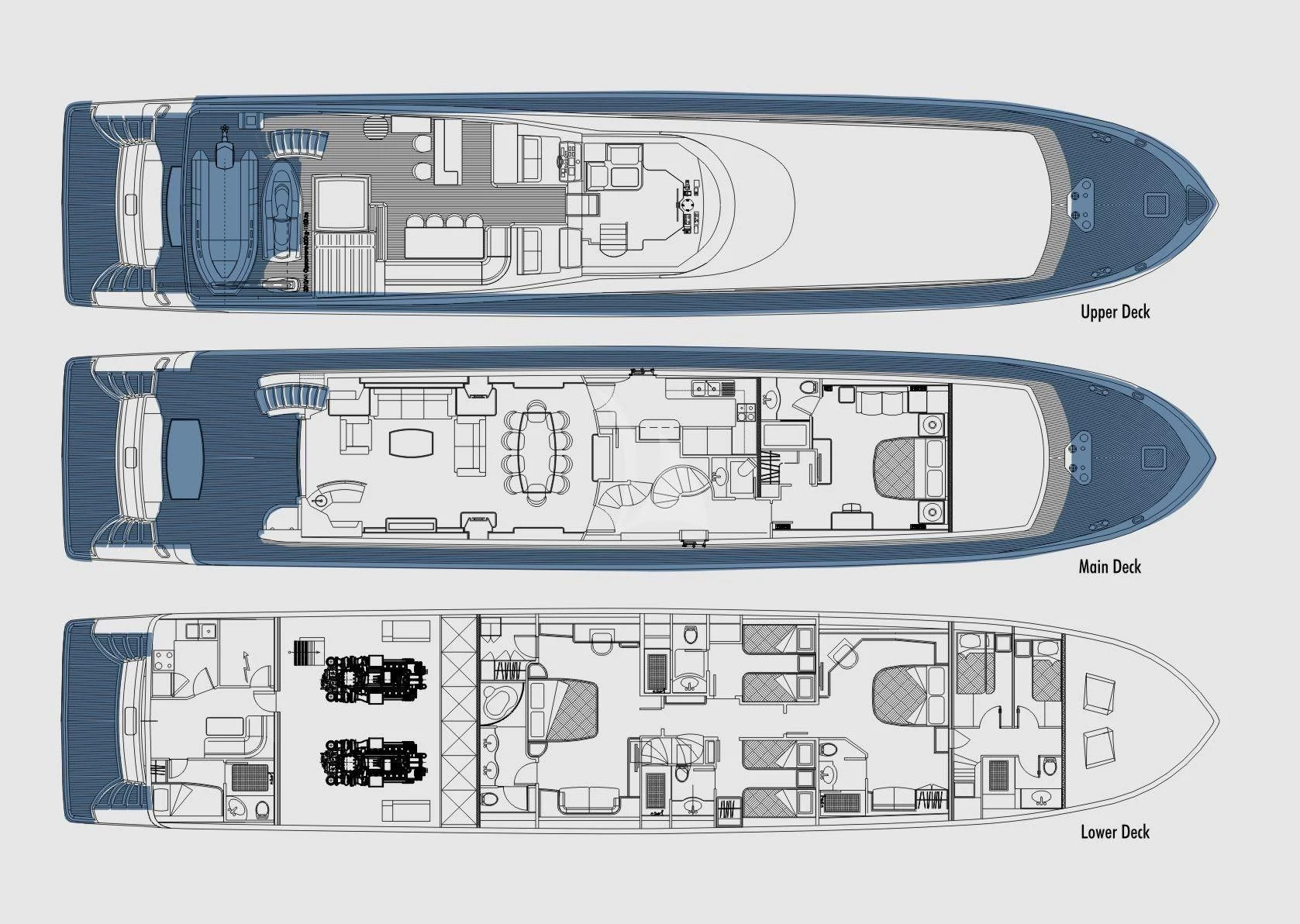 diagram, engineering drawing aboard COSMOS LUNA Yacht for Sale
