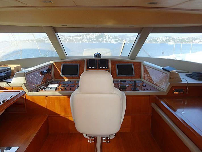 an empty office with a large window aboard COSMOS LUNA Yacht for Sale