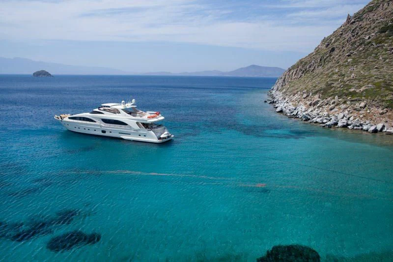 a boat in the water aboard COSMOS LUNA Yacht for Sale